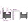 VidaXL 3-Piece Garden Dining Set with Cushions, Table and Chairs with Adjustable Backrest, Outdoor Furniture, 3212722