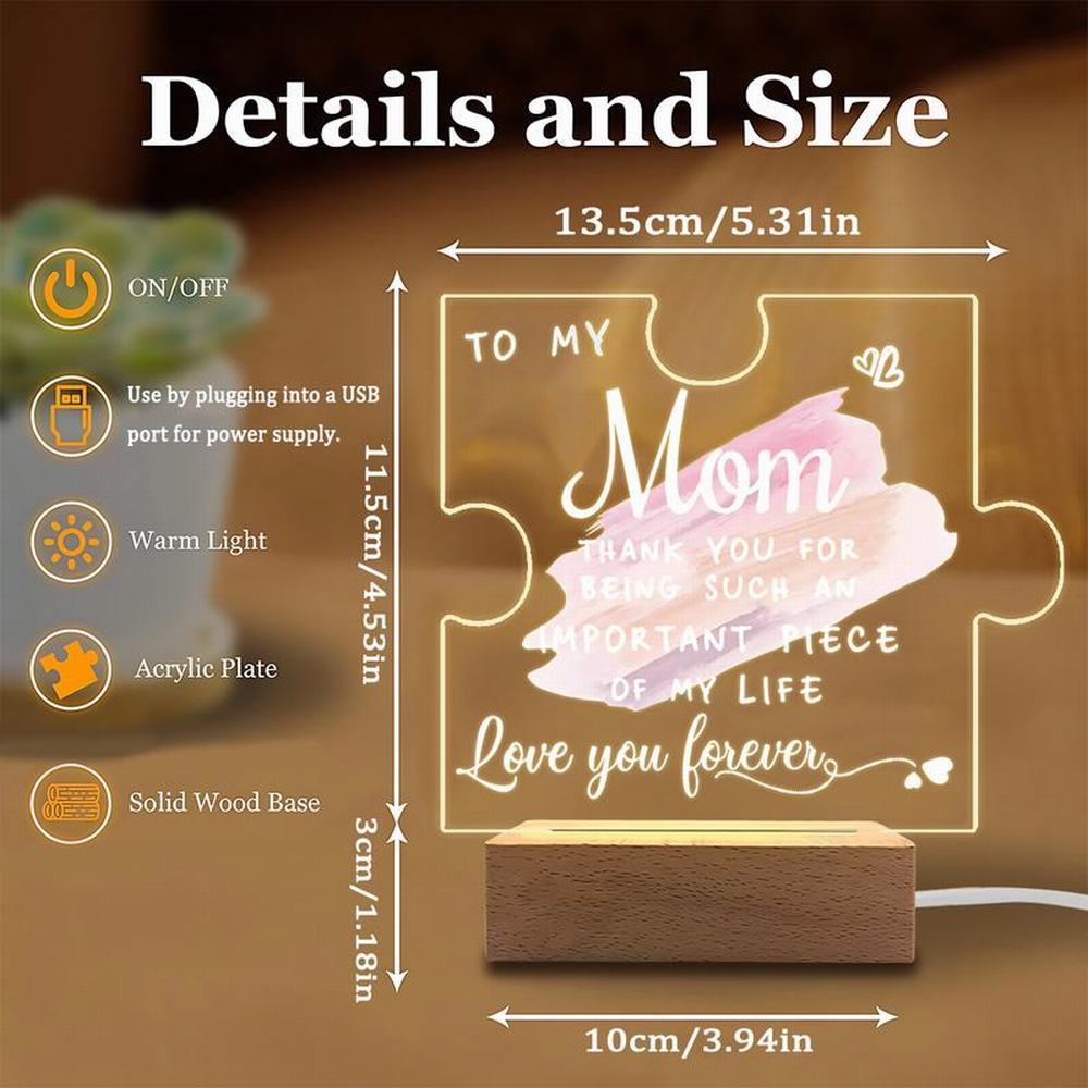 1PC Acrylic Luminous Ornament Photography Accessories, USB Base, Best Mom Gift, Puzzle Plaque Figurines