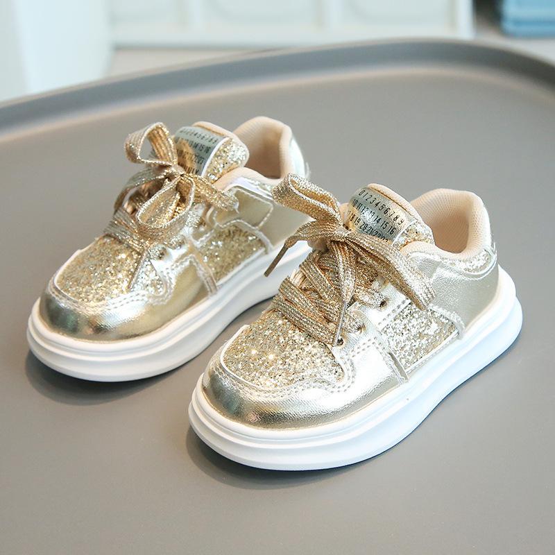 Children's Sports Shoes 2025 Spring and Autumn New Girls Casual Shoes Sequined Fashion Boys Board Shoes Soft Sole Baby Shoes Single