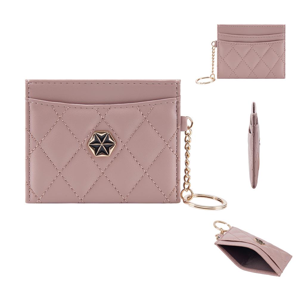 

Baellerry Women s Ultra-Thin Compact Diamond Pattern Card Holder & Coin Purse рожевий