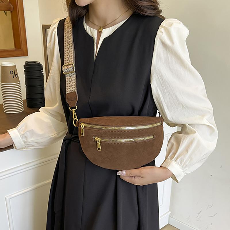 Fashion Simple Woman Waist Bag Suede Leather Chest Pack Luxury Belt Bag phone Purse Leisure Ladies Shoulder Crossbody Bags