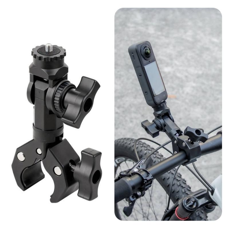 Universal Single Clamp Holder With Full Circles Movement For Action Camera On Motorcycle Bike Bar