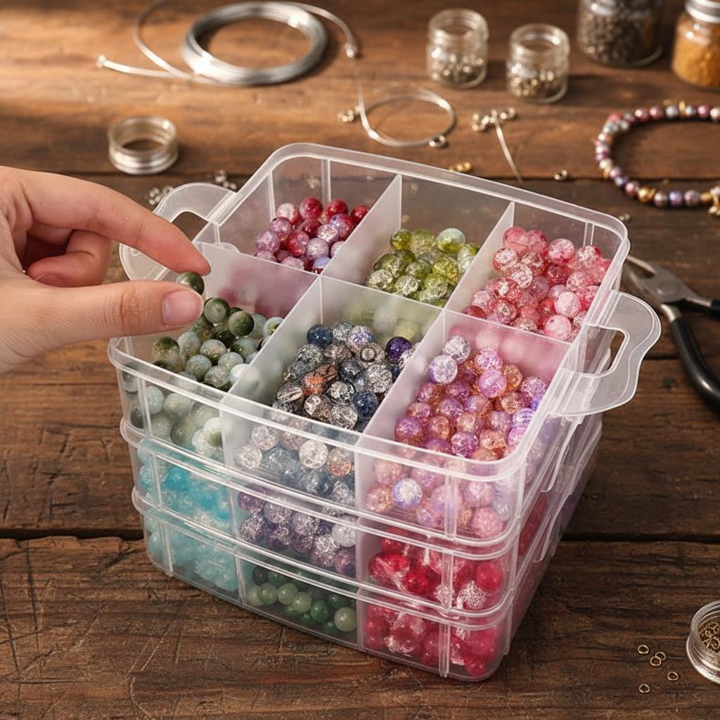 Transparent Adjustable Stackable Compartment Slot Plastic Storage Box For Organizing Toys Jewelry