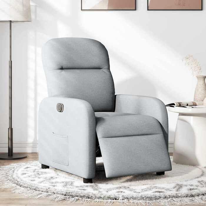 VidaXL Electric Recliner Light Grey Fabric 3302952