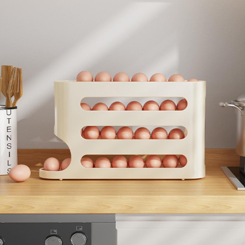 Portauova Automatico a 4 Strati con Rotazione Scaffale Contenitore Porta Uova da Frigo Organizzatore per Frigorifero da Cucina