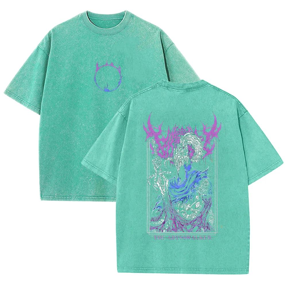 2026 T-shirt Grafica Nero Lavato Vintage Cavaliere Oscuro Gotico Metal Guerriero Schizzo Retro Fantasy Stampa Oversize Casual Manica Corta