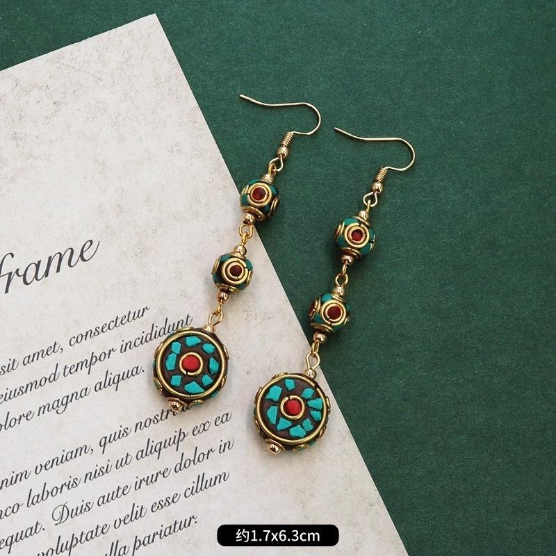 Retro niche design Nepalese exotic Tibetan earrings femininity simple personality handmade earrings