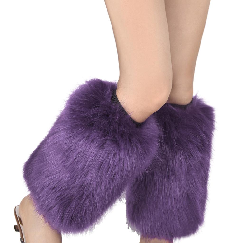 Boot Cover Women Winter Vibrant Faux Fur Leg Warmers Thick Calf Socks Streetwear