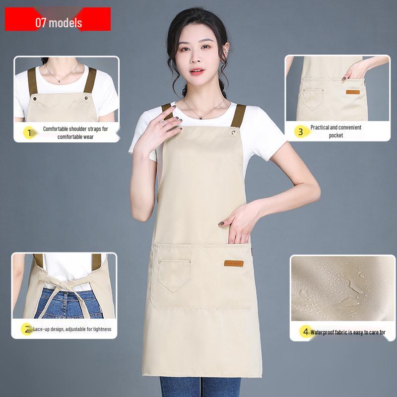 Adjustable Waterproof & Oil-proof Printed Apron with Logo and Text, Thickened Material, Stain-resistant, with Neck Strap.
