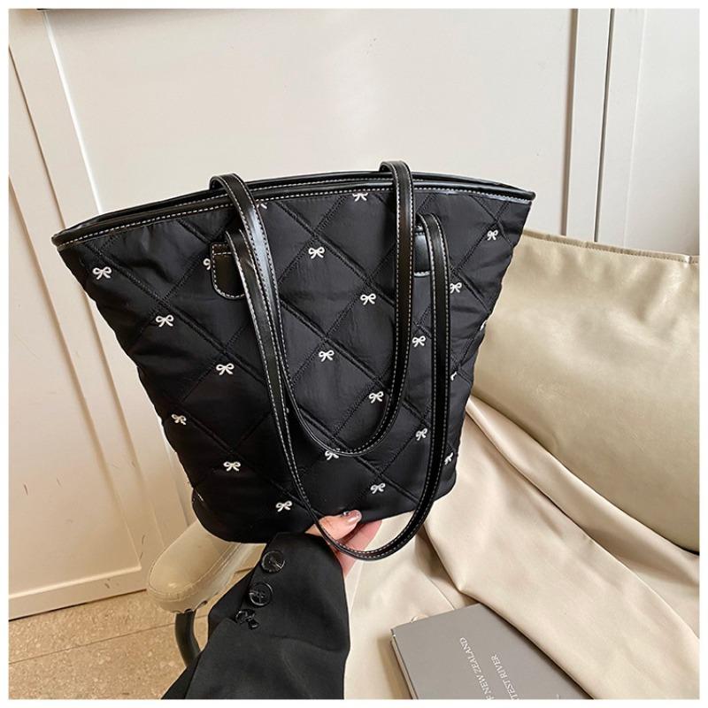 

One shoulder fashion bag tote women s bag winter underarm new trend niche bow personality чёрный