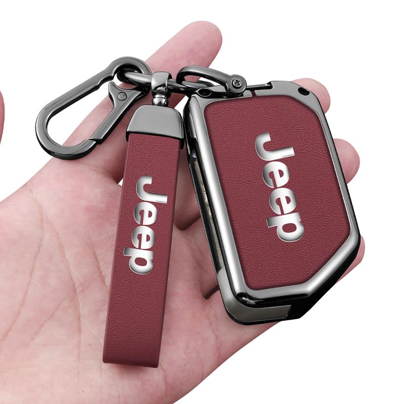 Metal Leather 2 3 4 Buttons Car Flip Key Case Cover For Jeep Gladiator JT Sahara JLU Wrangler JL Rubicon 2018 2019 Accessories