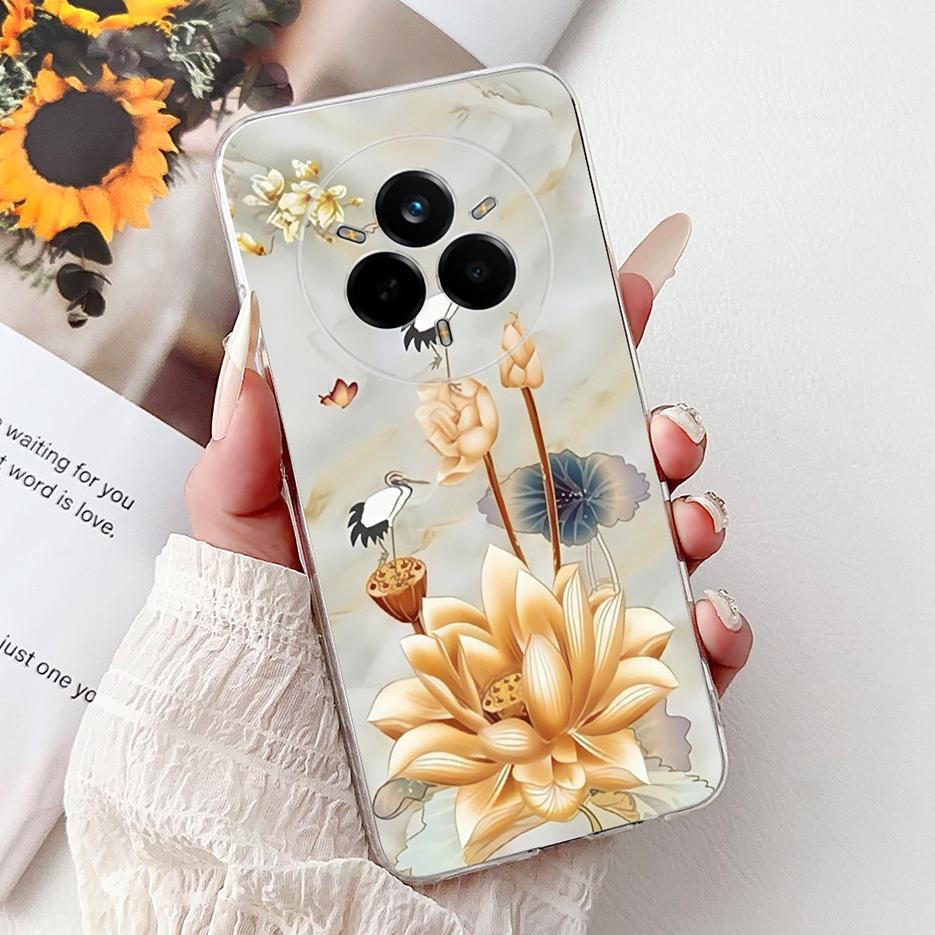 For Realme 14 Pro Plus Case RMX5051 Beautiful Flowers Painted Cover Soft Silicone Case For Realme 14 Pro Realme14 Pro+ 5G Fundas
