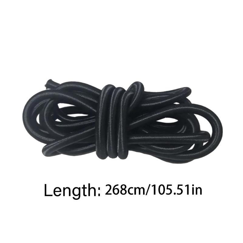Surfboard Ties Down Cord, Black Elastic Braided Nylon Bungees for Board Gear Organization, Daily Carry and Storage Use, 250Cm Replacement Length