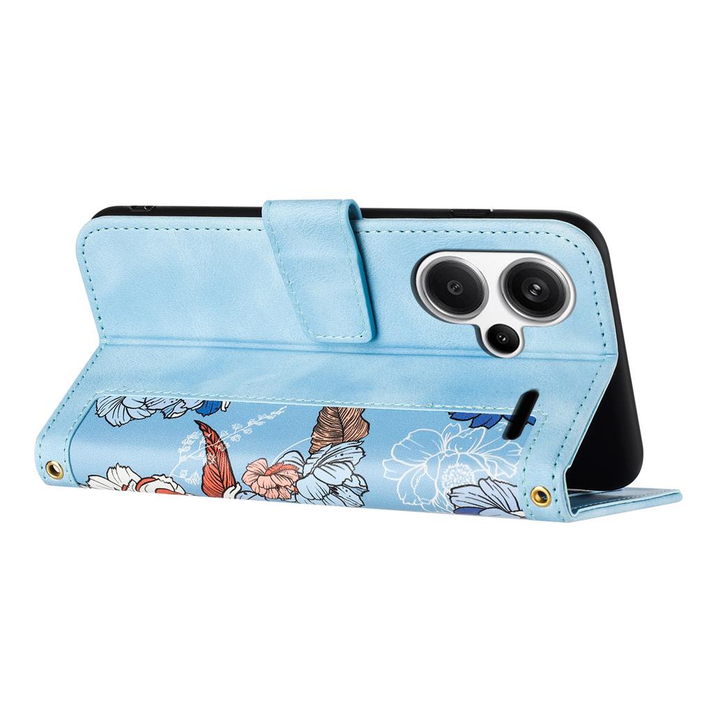 For Xiaomi Redmi Note 13 Pro+ 5G Case PU Leather Flower Pattern Wallet Style Flip Phone Cover