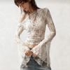 Elegant Lace Bell Sleeve Off-Shoulder Sheer Cover-Up