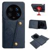 Vintage Leather Card Holder Phone Case for Xiaomi 14 Ultra Card Pockets Dual Snap Buttons Flip Wallet Shell