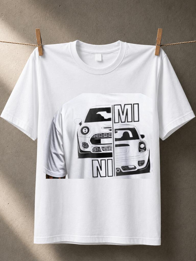 Mini Car Split Graphic And Front And Rear Vehicle Panels Bold Letter Blocks And Clean Automotive Unisex All Tshirt