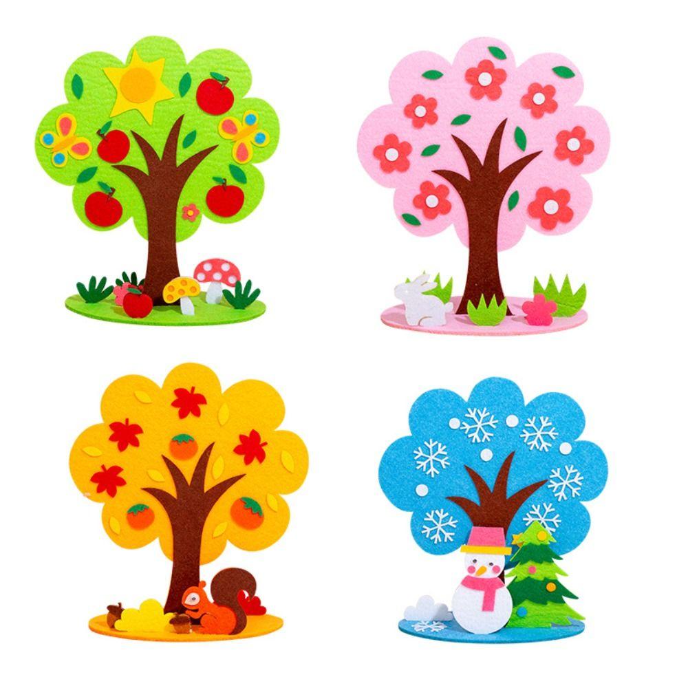 Vibrant Colors Felt Tree Kit Non-Woven Fabric Kids Puzzle Toy DIY Craft Kit Kindergarten Education