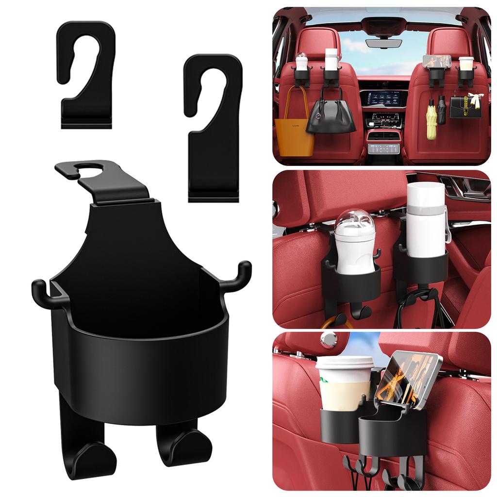 Car Headrest Cup Holder with Hook Car Back Seat Hanging Mount Phone Holder Beverage Holders Auto Interior Accessories