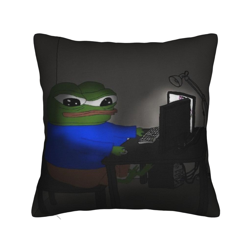 Sad Pepe frog funny meme Printed Pillowcase Cushion Cover  Throw Pillow Cover Warm Sofa Decoration Square Multi Size