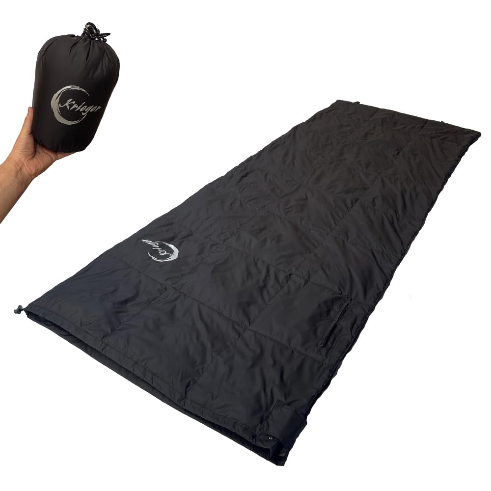 

Down sleeping bag, envelope style, lightweight, ultra-compact, palm-sized (800g, black)