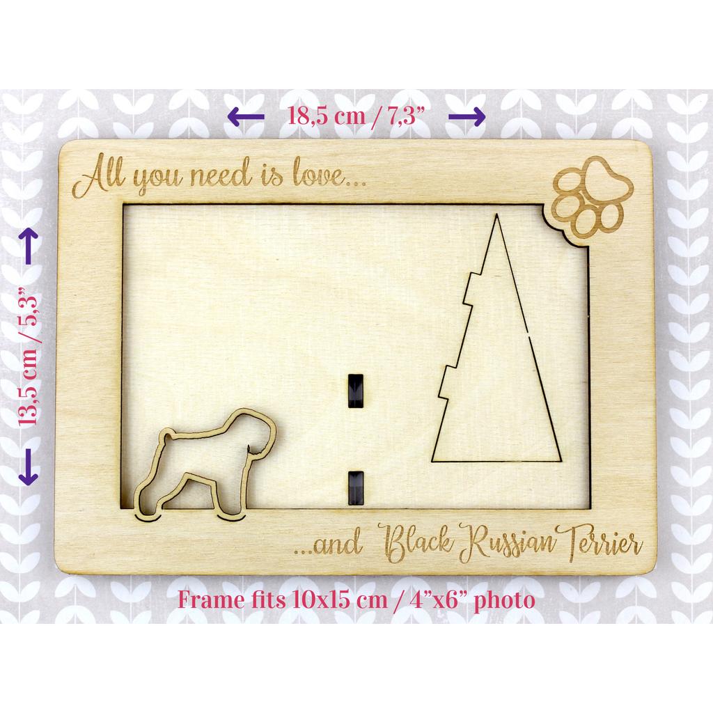 Black Russian Terrier, Chornyi Terrier – Photo frame, engraved wooden frame | Art-Dog