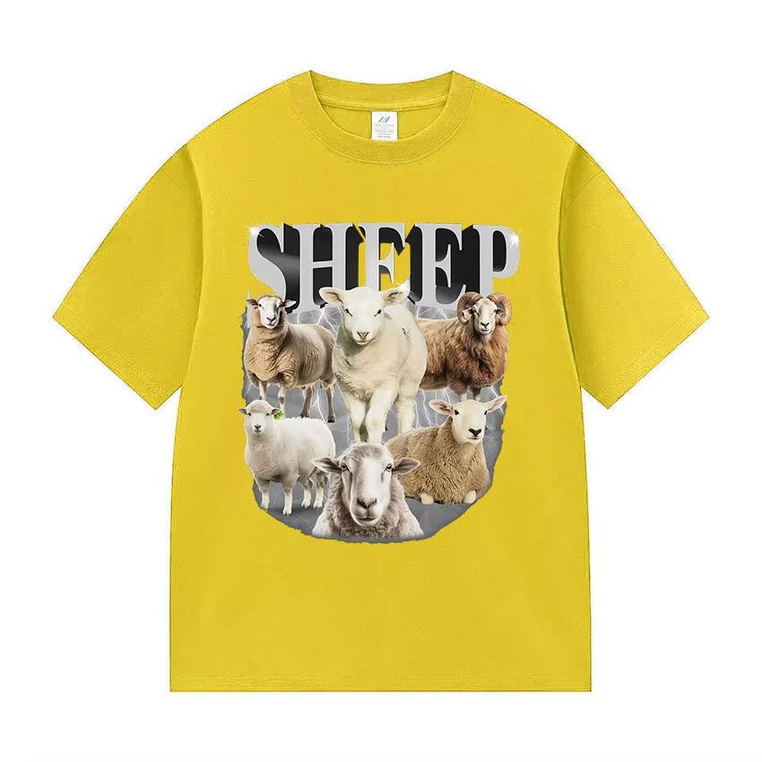 Wash Tee Sheep Funny Cute Sheeps Graphic Tshirt Unisexs Women Summer ONeck Short Sleeve T Shirts Retro Oversized 100 Cotton Tees