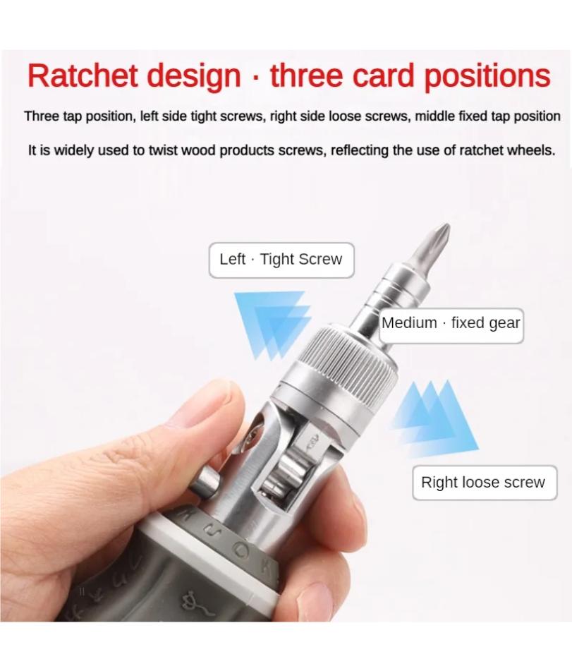 Multifunctional Ratchet Screwdriver 180degree 8-in-1 Adjustable Angle Domestic Maintenance Mini Quick Ratchet Screwdriver Set