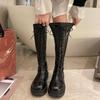 Internet Celebrity 2025 Autumn and Winter New Flat Bottom Knee Boots Women Thin Knight Boots Small Elastic High Boots