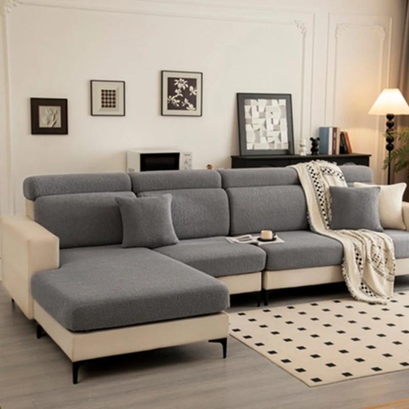 Thickened Teddy Fleece Sofa Cover Protector Non-Slip Luxury Soft Fleece Sofa Slipcover Universal Stretchable Fleece Couch Cover