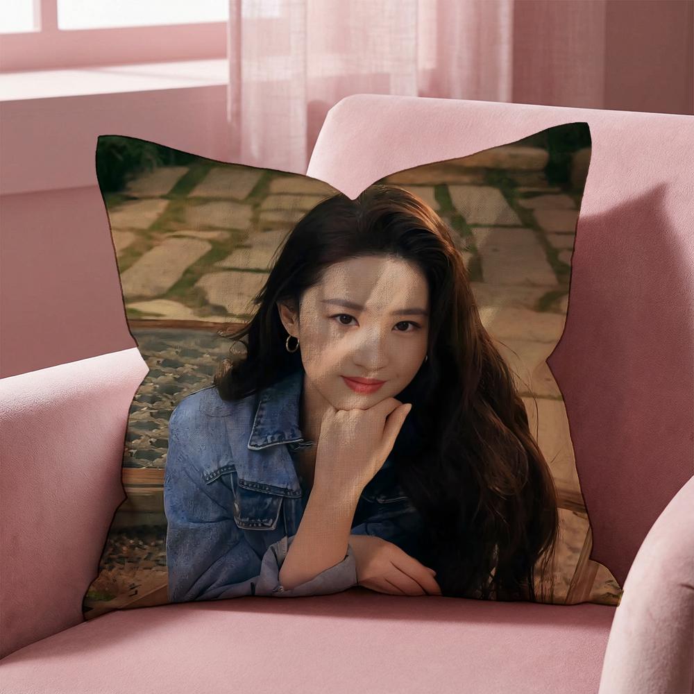 Actress L-Liu Y-YifeiS Cushion Cover Multi-Scene Pillow Cover for Home & Car - Reversible, Soft & Durable for Daily Use