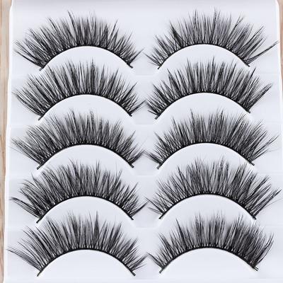 Mode Glam Mehrschichtig Zart Flauschig Verlängerungswerkzeuge Falsche Wimpern Dick Kreuz Natürlich Lang