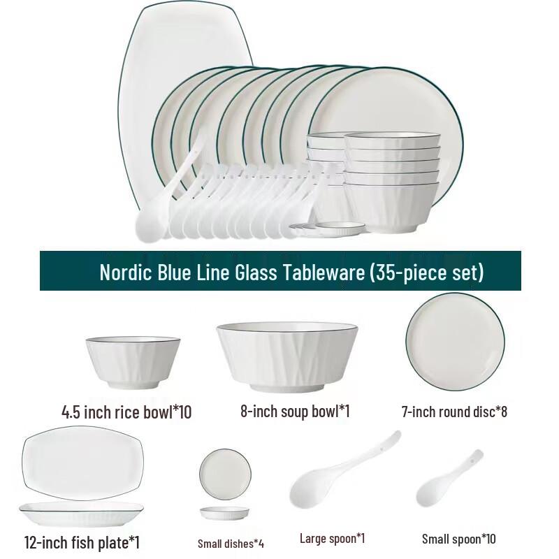Nordic Blue Line Ceramic Dinnerware Set