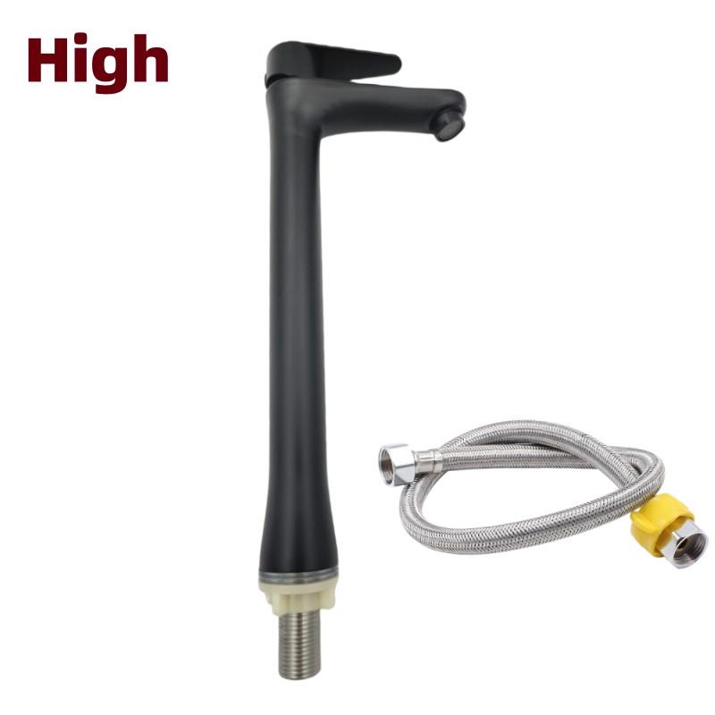 Hushåll Modern Stilfull Vattenkran Badrumshandfat Svart Blandare 304 Rostfritt Stål Enkel Kall Vattenkran