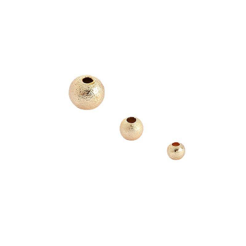 14K Gold-Plated Frosted Glitter Round Beads for DIY Jewelry Making