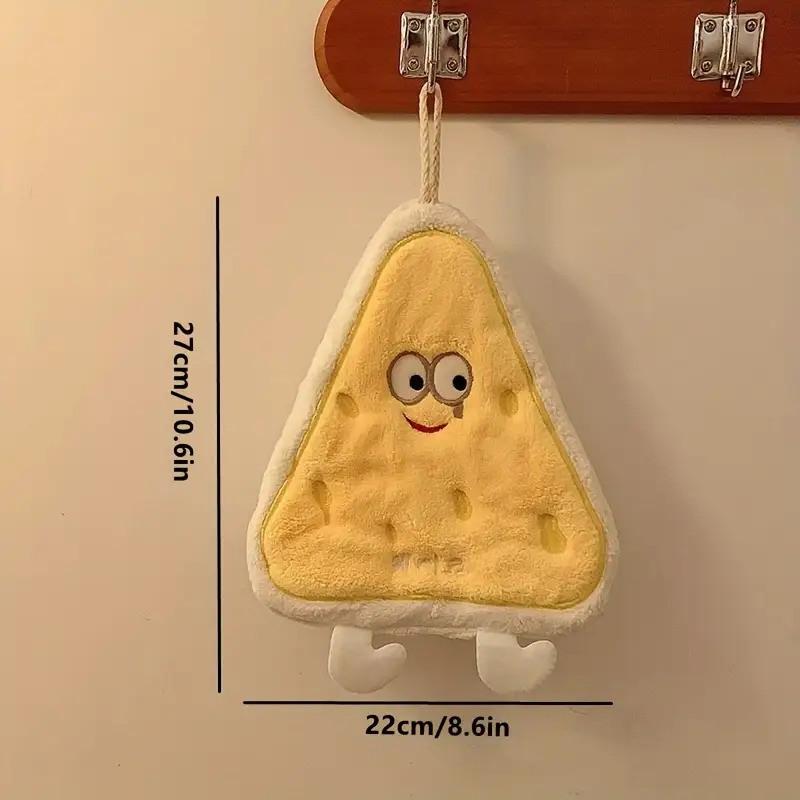 4pcs Cute Cartoon Bread-Shaped Coral Fleece Hand Towels Quick-Dry Soft Absorbent with Hanging Loop Design for Youngsters' Bathroom Kitchen