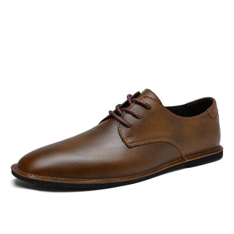 Fashion Fashion Flats Business Oxfords for Men Classic Office Dress Footwear Lace-Up Men's Walking Shoes Genuine Leather Casual Shoe