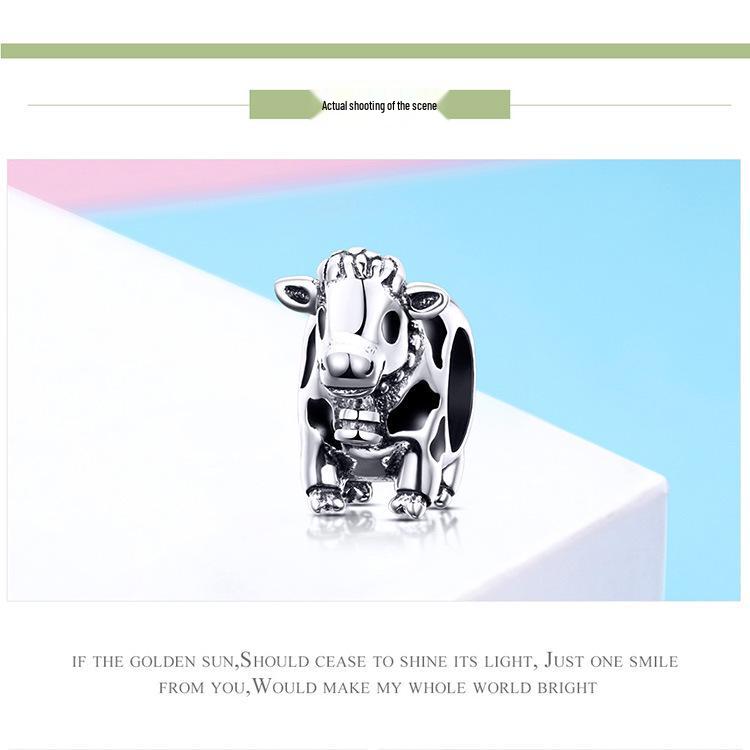 Yinziyun Original Cute Cow 925 Sterling Silver Beaded Bracelet