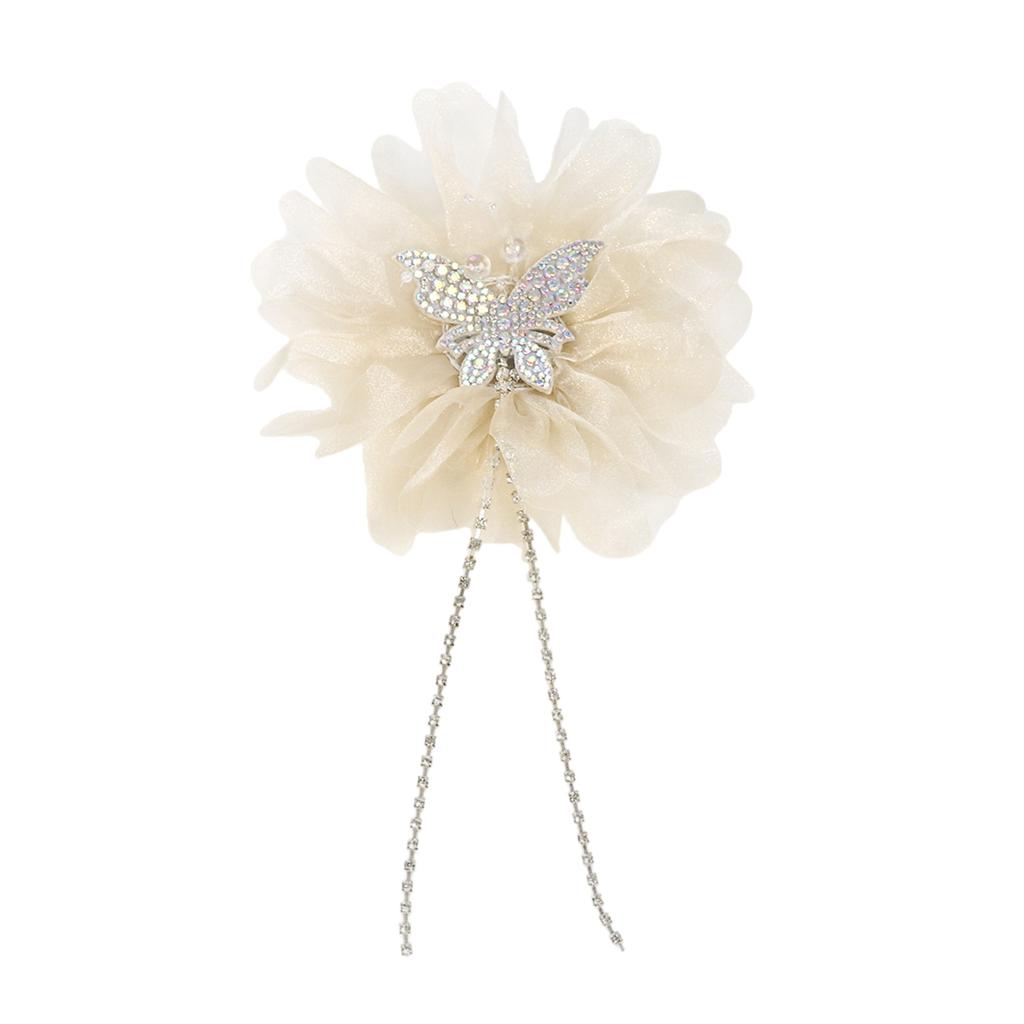 Flower Beaded Fabric Applique Crystal Sewing on Brooch Hair Clip for Wedding/ Evening Dress Clothing Brooch