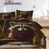 Magic Raccoon Pattern Bedding Quilt Set Quilt Cover Pillowcase Home Decoration Birthday Gift (1 * duvet cover + 2 * pillowcase, without core)