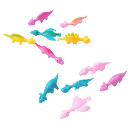 5Pcs Sling Shot Dinosaur Finger Toy Sticky Dino Launching Toy Anxiety Stress Relief Stretchy Flying Dinosaur Toy Tricky Props Party Favors
