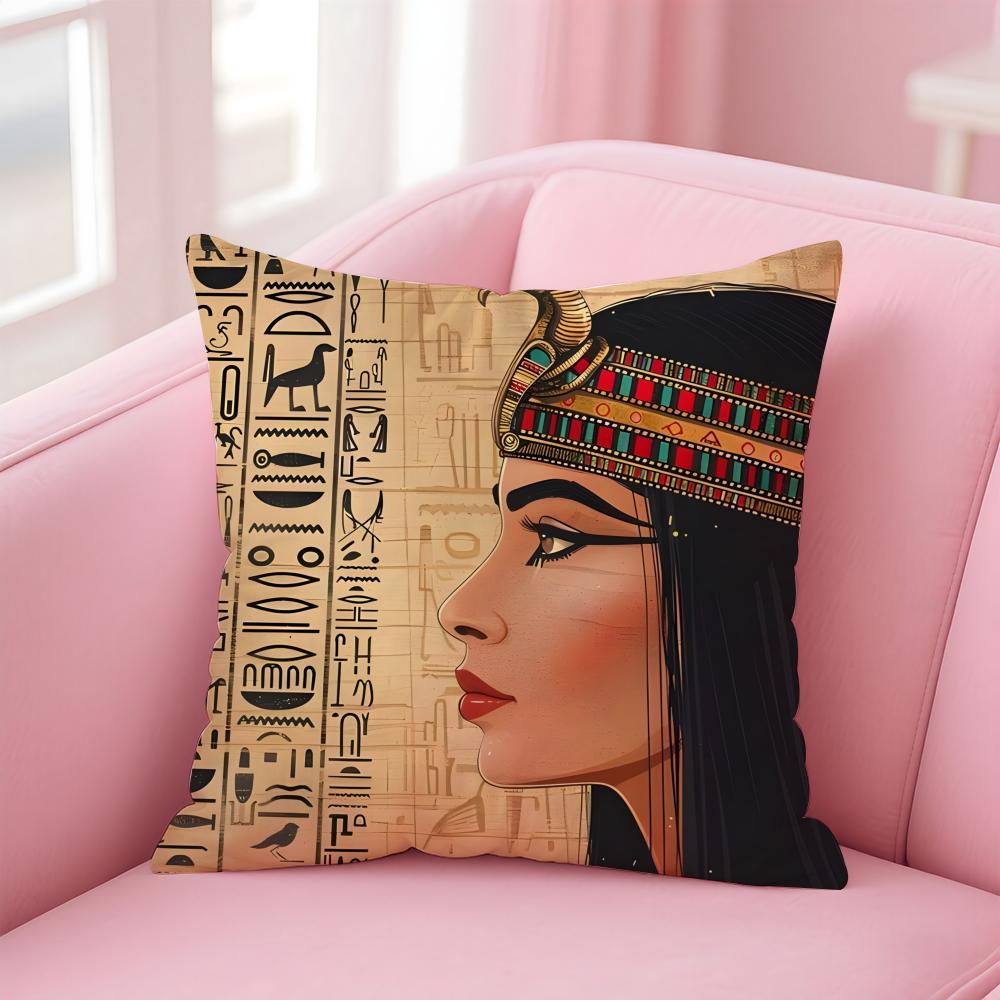 Ancient Egyptian Art Cushion Cover Pillow Case Soft Skin Friendly Fabric Concealed Zipper