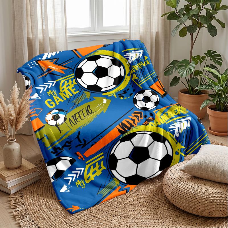 Soccer Ball Galaxy Theme Blanket Lightweight Warm Flannel Blanket Decorative Throw Blanket for Home Decoration
