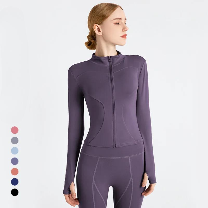 S-3XL Women's Tracksuit Jacket Slim Fit Long Sleeved Fitness Coat Yoga Tops With Thumb Holes Gym Jacket Workout Sweatshirts