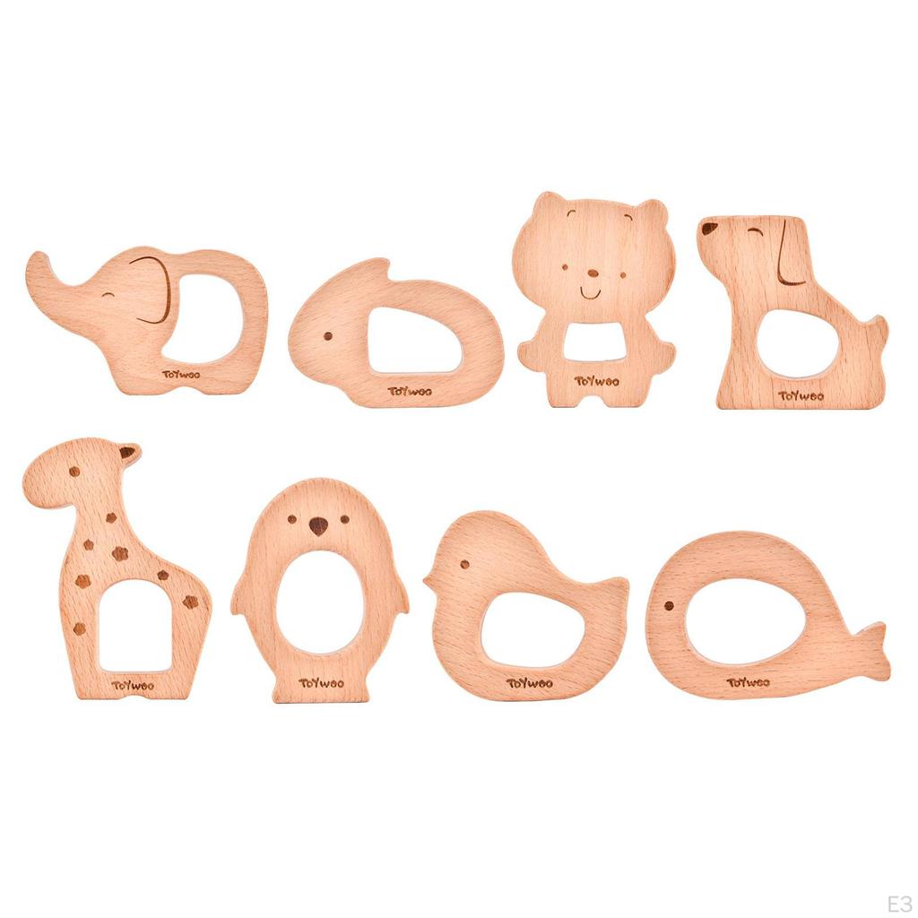 Baby Beech Teething Toys Rings Cute Whale Elephant Animal Puzzle Chew Toy
