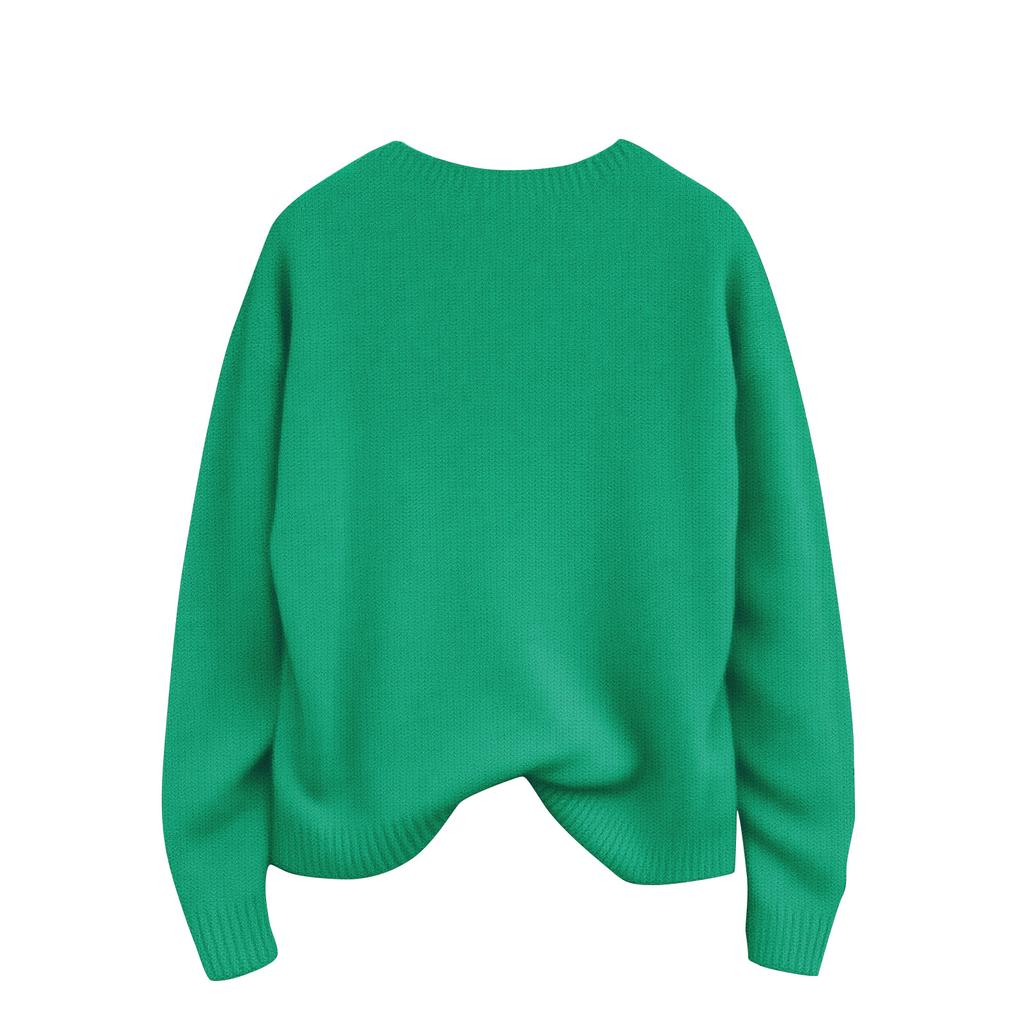 Women's Christmas Print Cardigan Long Sleeve Round Neck Knit Top