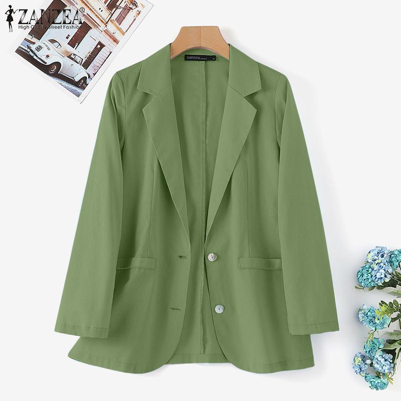 ZANZEA Women Turn Down Collar Casual Long Sleeve Unlined Cardigan Tops