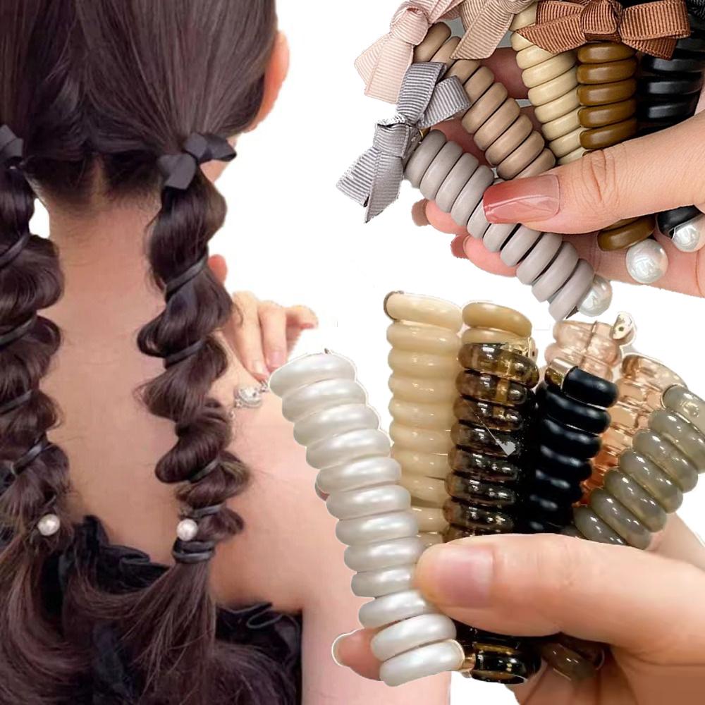 1PC Bowknot Braided Telephone Wire Hair Bands Ponytail Hair Rope Hair Weaving Artifact Elastic Band Hair Rope Hair Accessories