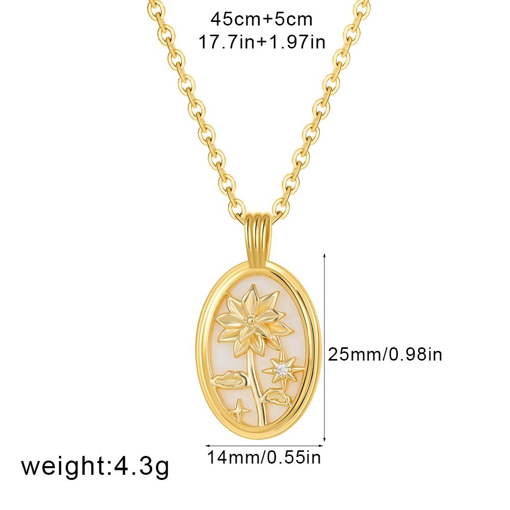 

New Trend 12 Birth Month Flower Birthstone Necklace for Women Luxury Star Zircon White Shell Oval Pendant Birthday Gift Jewelry