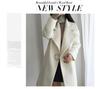 2022 Autumn/Winter Korean Style Thickened Woolen Coat, Large Lapel, White Mid-Length Cocoon Shape Overcoat for Women